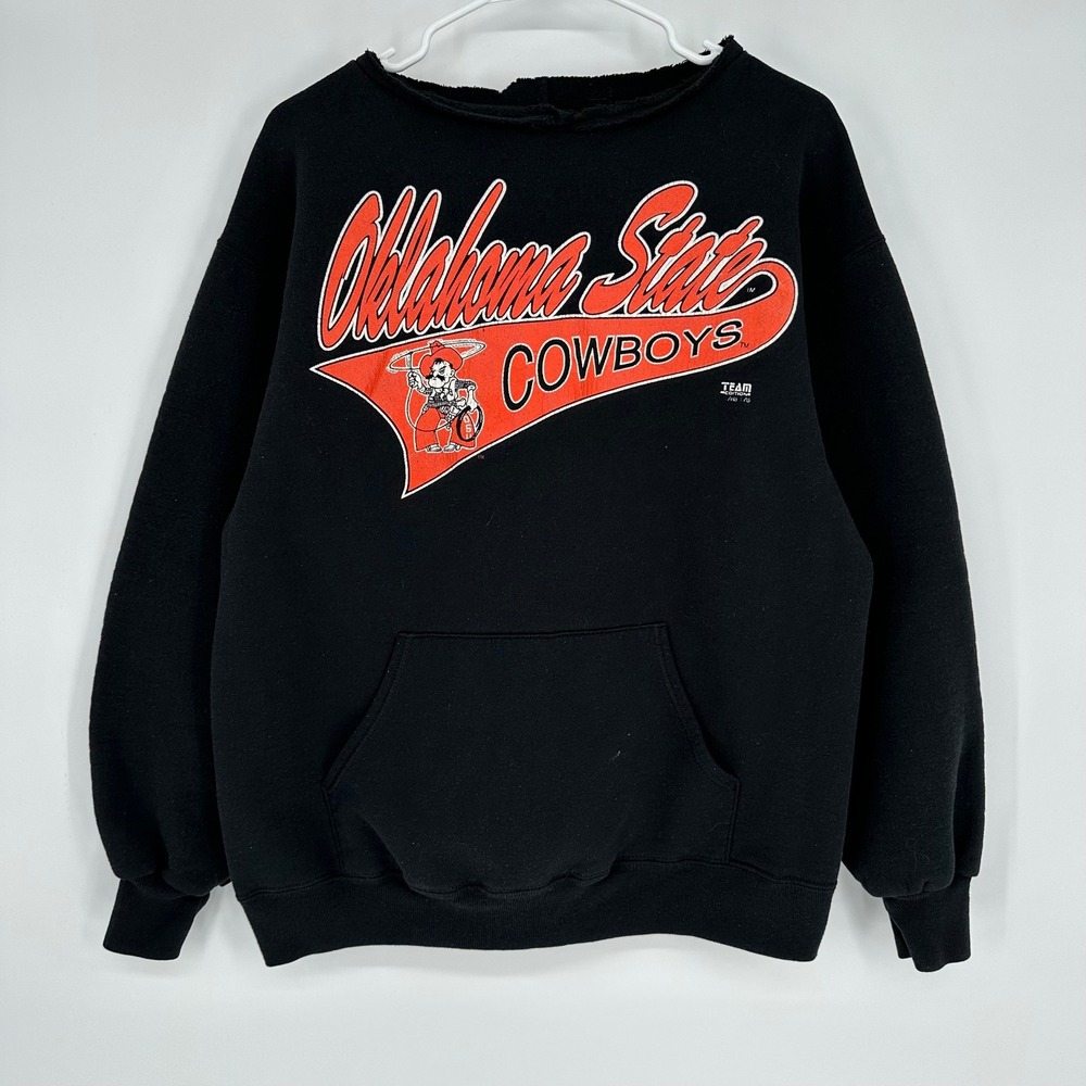Vintage 90s Oklahoma State Cowboys Sweatshirt Team Edition Black Pistol Pete L
